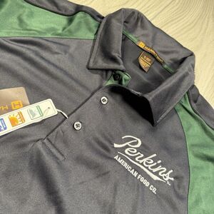 Perkins Restaurant Golf Polo Men’s Black Green Logo Performance Harriton NWT